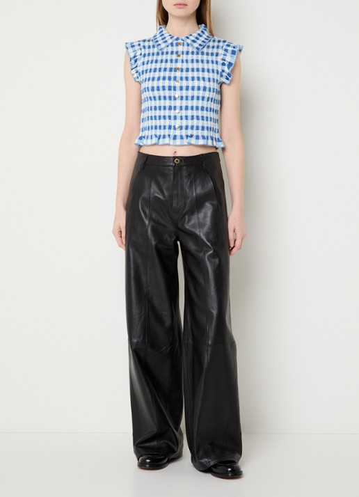 Sandro Top met sierknopen en smockwerk - voorkant 2 blauw