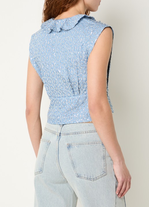 Sandro Top met strass en V-hals - achterkant 3 blauwgrijs