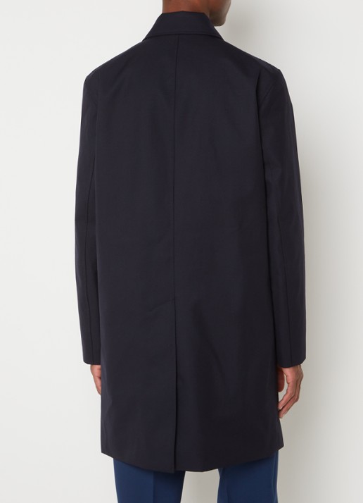 Sandro Trenchcoat in wolblend met steekzakken - achterkant donkerblauw