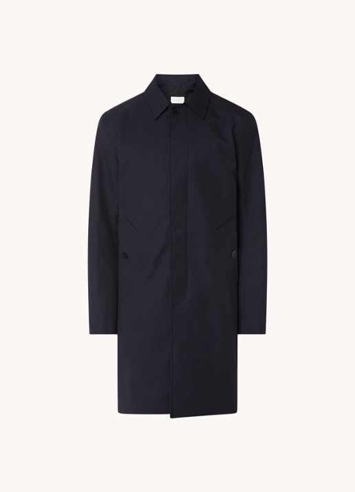 Sandro Trenchcoat in wolblend met steekzakken - voorkant 3 donkerblauw
