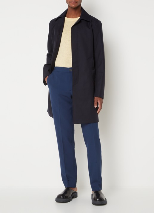 Sandro Trenchcoat in wolblend met steekzakken - voorkant 4 donkerblauw