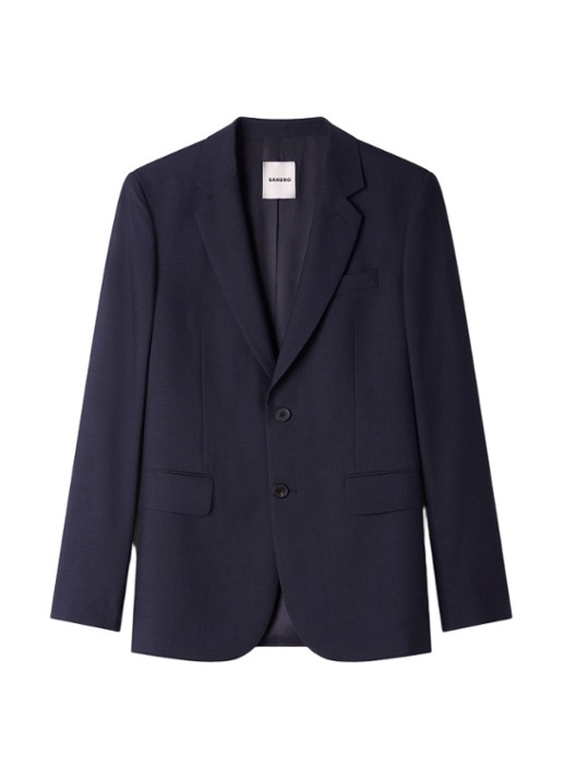 Sandro Virgin wool suit jacket - voorkant navy blue / blauw