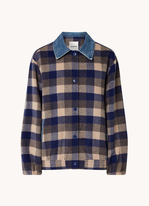 Sandro Warren overshirt in wolblend  met ruitdessin  - voorkant 3 multicolor