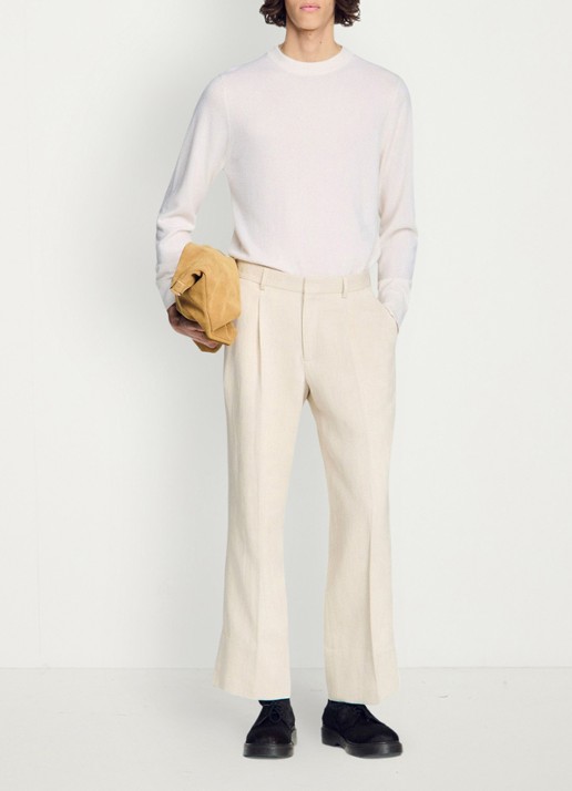 Sandro Wide fit pantalon met steekzakken - detail 4 ivoor