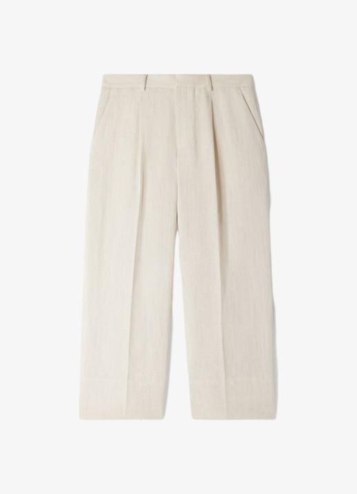 Sandro Wide fit pantalon met steekzakken - voorkant ivoor