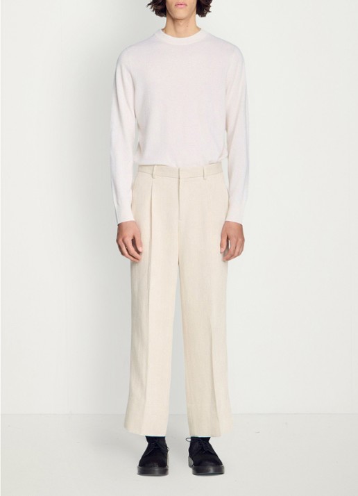 Sandro Wide fit pantalon met steekzakken - voorkant 2 ivoor