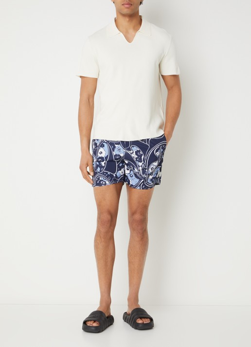 Sandro Zwemshorts met prints en steekzakken - voorkant 2 donkerblauw