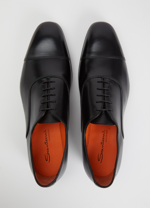 Santoni Archie veterschoen van leer - detail 2 zwart