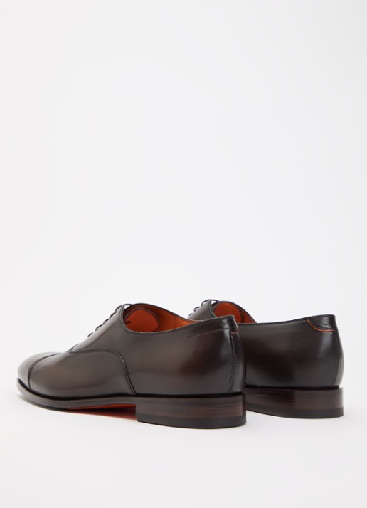 Santoni Archie veterschoen van leer - achterkant donkerbruin