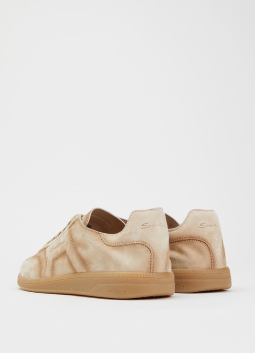 Santoni DBS Oly sneaker van suède  - achterkant 5 beige