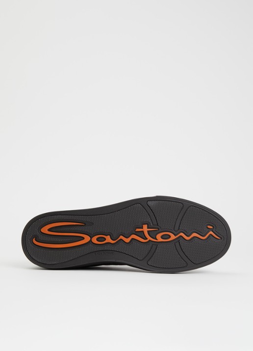 Santoni DBS Sport sneaker van suède met leren details - detail 4 donkerbruin