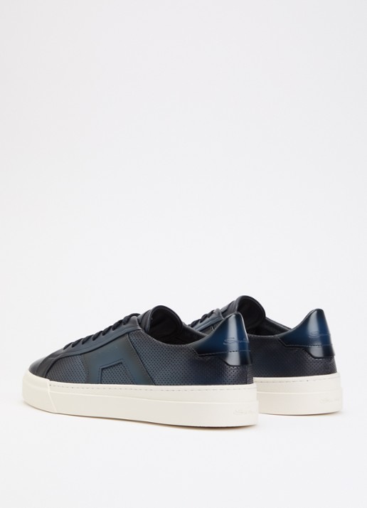 Santoni DBS32 sneaker van leer - achterkant 4 donkerblauw