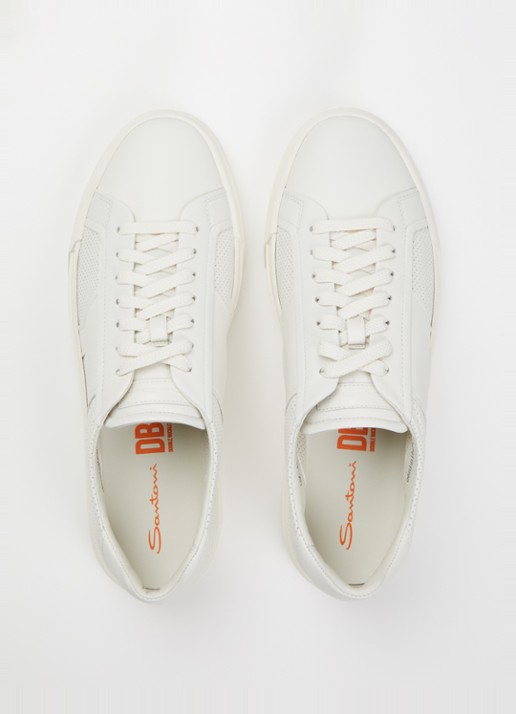 Santoni DBS32 sneaker van leer - detail 3 wit