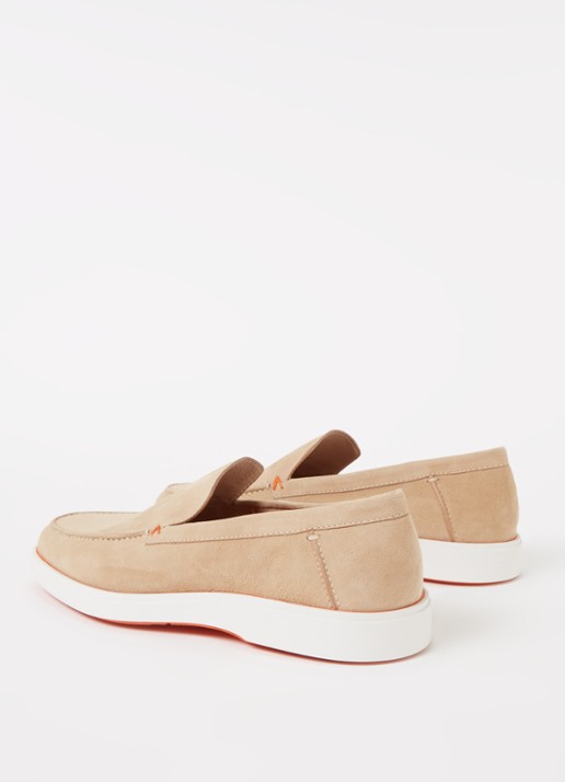 Santoni Detroit loafer van suède  - detail 4 beige