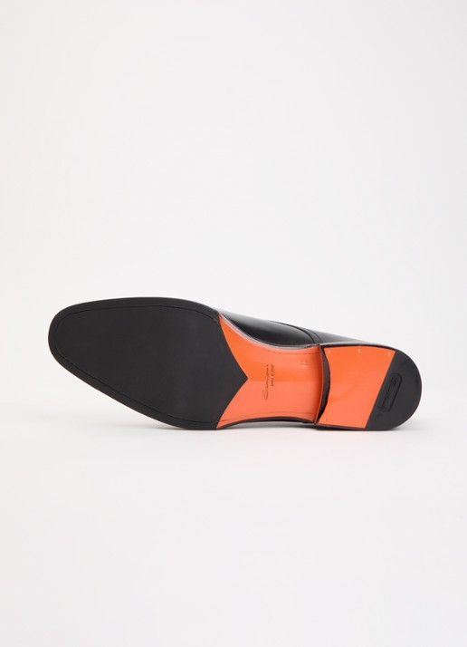 Santoni Gespschoen van leer - detail 5 zwart