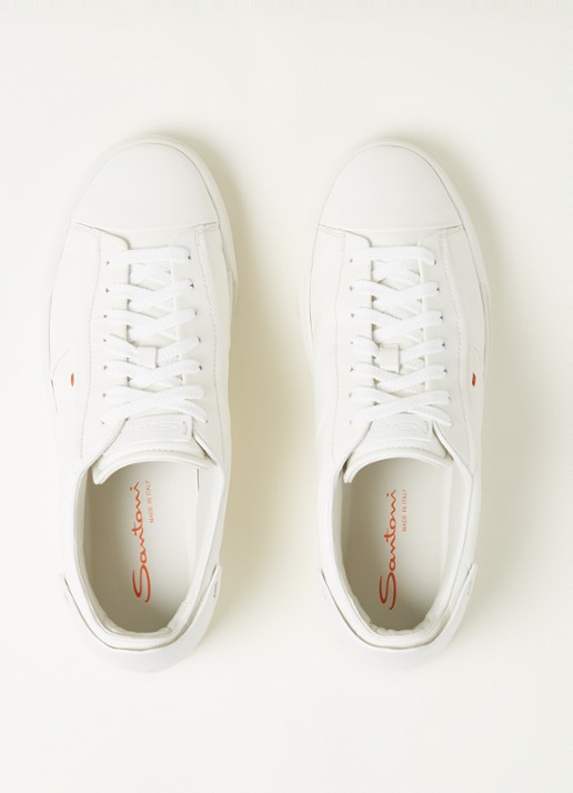 Santoni Gloria sneaker van leer  - detail 5 wit