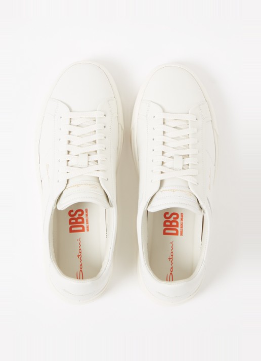 Santoni Gloria sneaker van leer - detail 5 gebroken wit