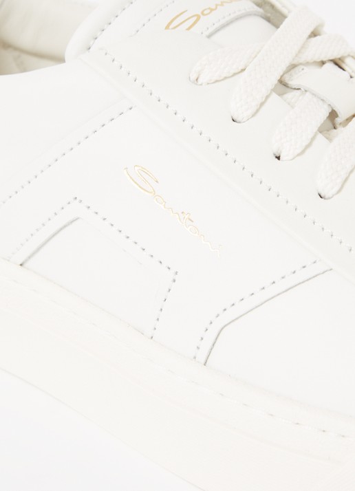 Santoni Gloria sneaker van leer - detail 6 gebroken wit