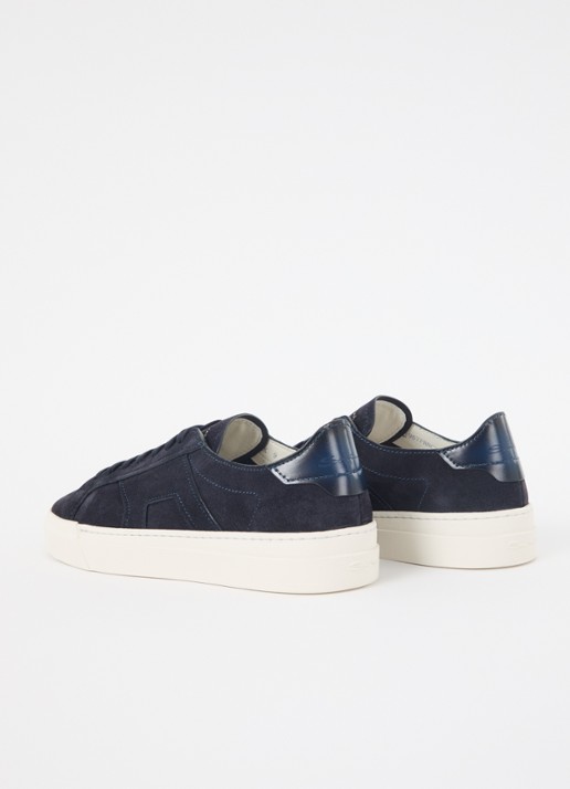 Santoni Gloria sneaker van suède - achterkant 6 donkerblauw