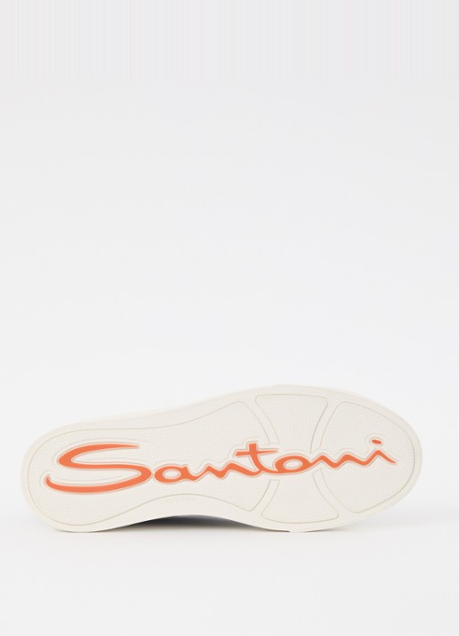 Santoni Gloria sneaker van suède - detail 5 donkerblauw