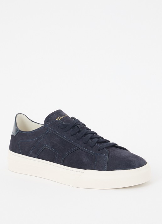 Santoni Gloria sneaker van suède - voorkant donkerblauw