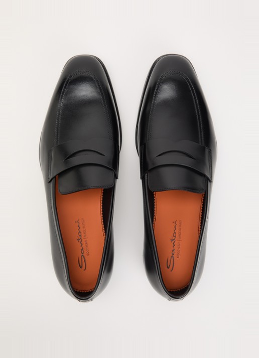 Santoni Gregor loafer van leer - detail 2 zwart