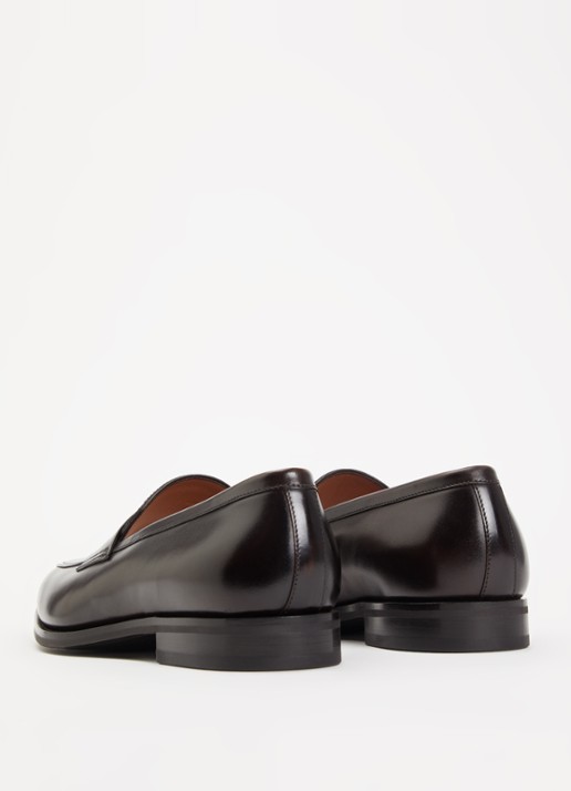 Santoni Gregor loafer van leer - achterkant donkerbruin