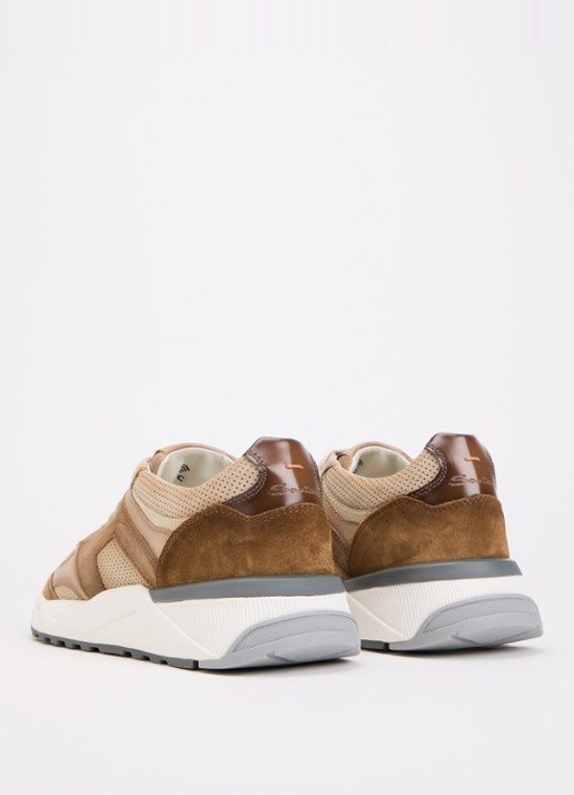 Santoni Innova-NEX sneaker van leer - achterkant lichtbruin