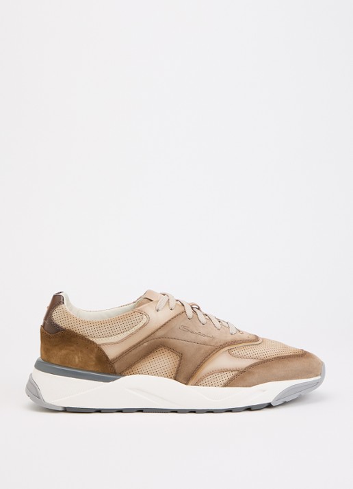 Santoni Innova-NEX sneaker van leer - voorkant 2 lichtbruin