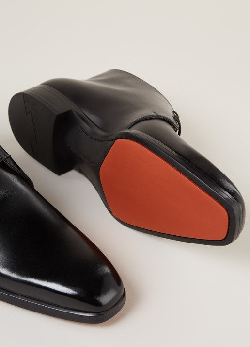Santoni Mosley veterschoen van kalfsleer met lakfinish - detail 2 zwart