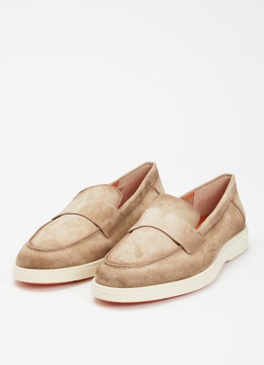 Santoni Revolve loafer van suède - detail 3 beige