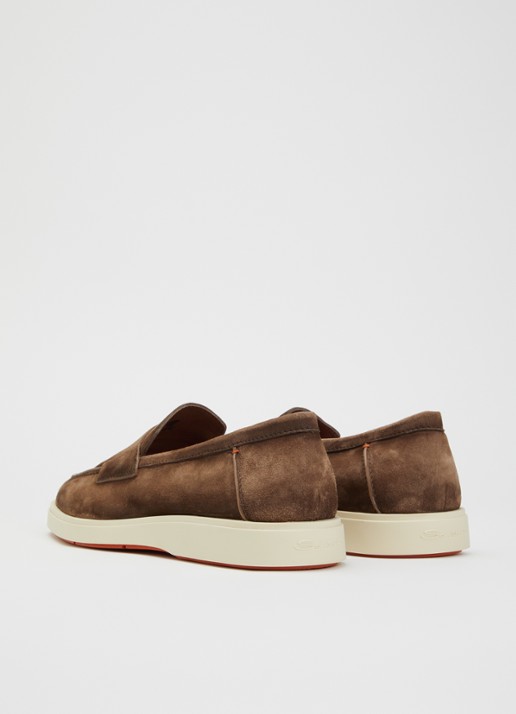 Santoni Revolve loafer van suède - achterkant 2 bruin