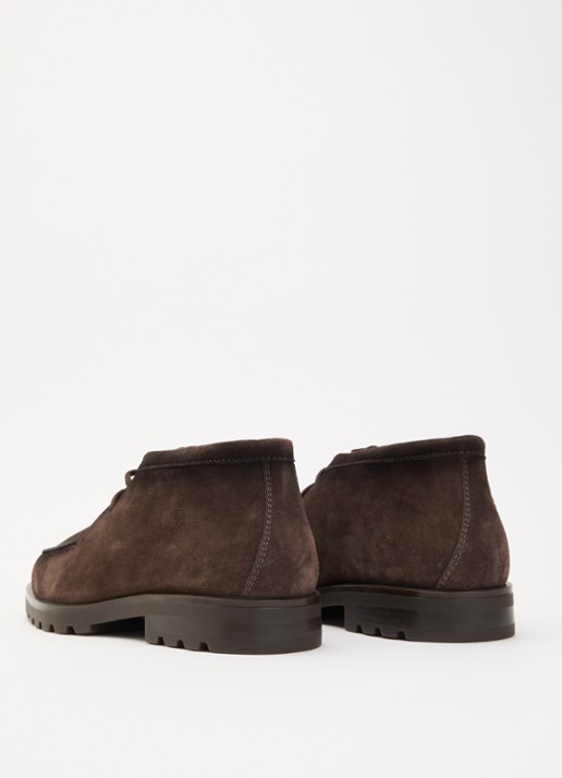 Santoni Rock veterschoen van suède - achterkant 6 donkerbruin