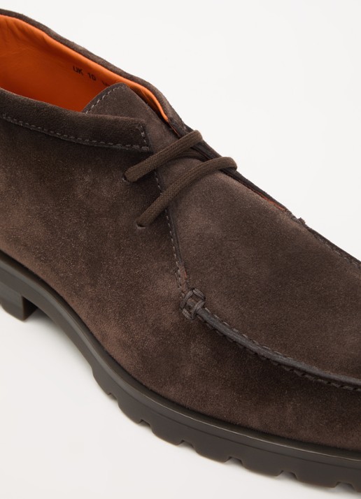 Santoni Rock veterschoen van suède - detail 5 donkerbruin