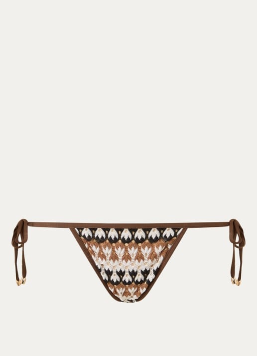 Sarda Biles brazilian bikinislip van crochet - voorkant bruin