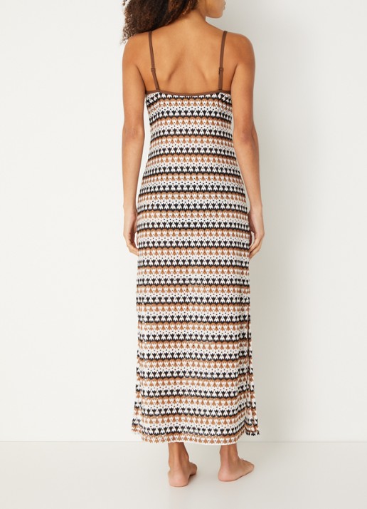 Sarda Biles maxi strandjurk van crochet met print - achterkant zand
