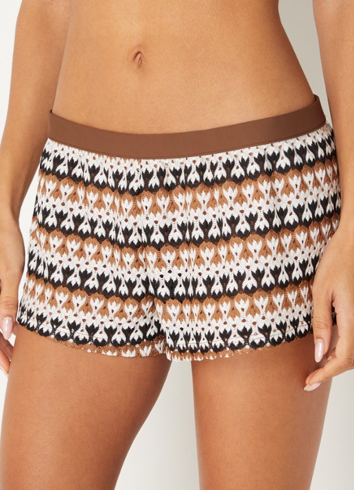 Sarda Biles mid waist straight fit strandshort van crochet