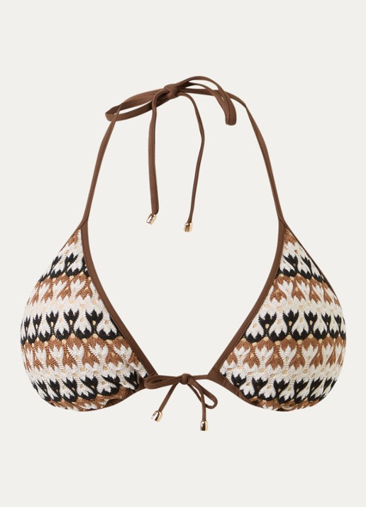Sarda Biles triangel bikinitop van crochet met uitneembare vulling - voorkant bruin