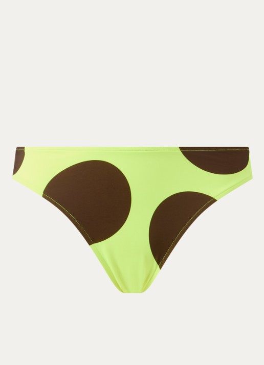 Sarda Birgit bikinislip met stippenprint - voorkant 4 neongeel