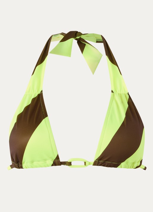 Sarda Birgit triangel bikinitop met streepprint - voorkant 3 neongeel