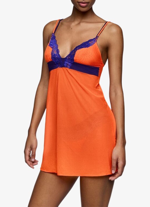 Sarda Bremer slipdress met kant - voorkant 4 orange