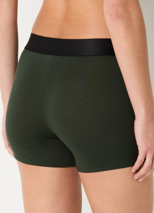 Sarda Eliza high waist straight korte broek met logoband - achterkant legergroen