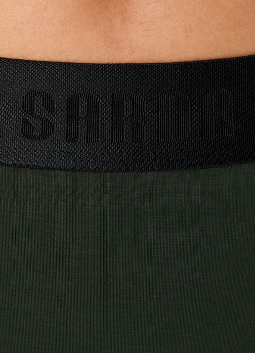 Sarda Eliza high waist straight korte broek met logoband - detail 3 legergroen