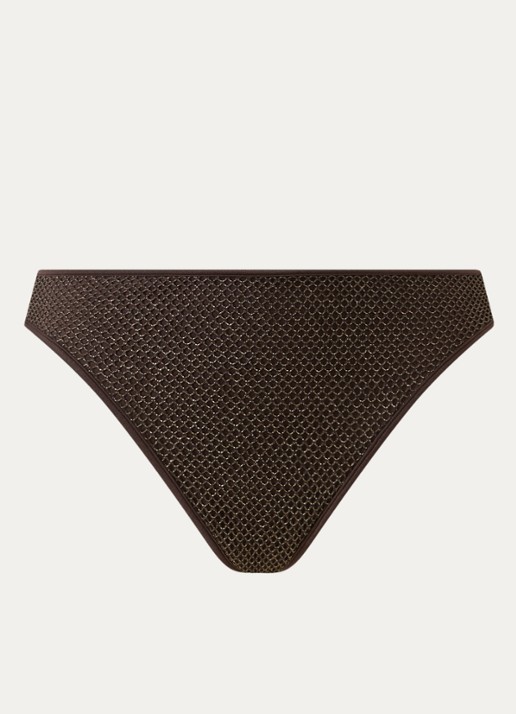Sarda Janja high waisted bikinislip met lurex - voorkant donkerbruin