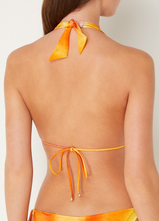 Sarda Kim halter bikinitop met streepprint en uitneembare vulling - achterkant 5 orange