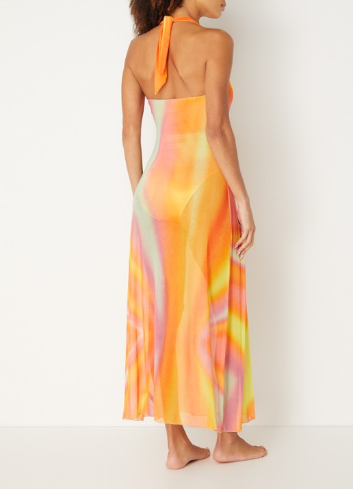 Sarda Kim maxi strandjurk van mesh - achterkant 3 orange