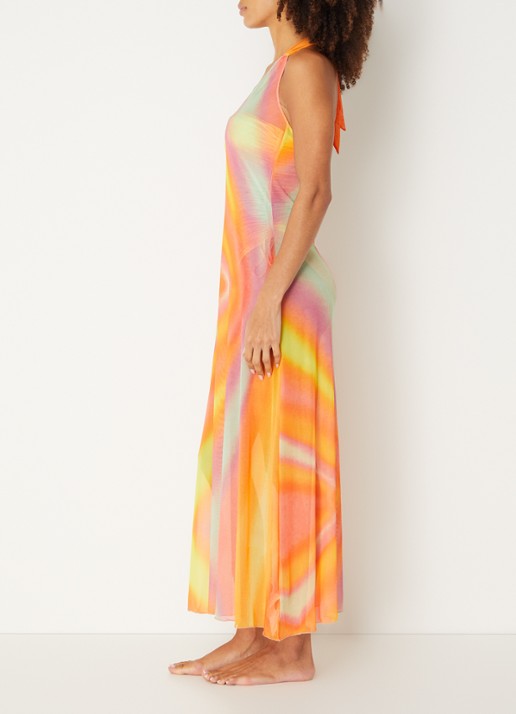 Sarda Kim maxi strandjurk van mesh - voorkant 2 orange