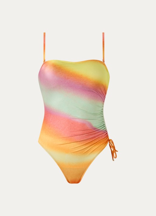 Sarda Kim voorgevormd bandeau badpak met ruches - voorkant 2 orange