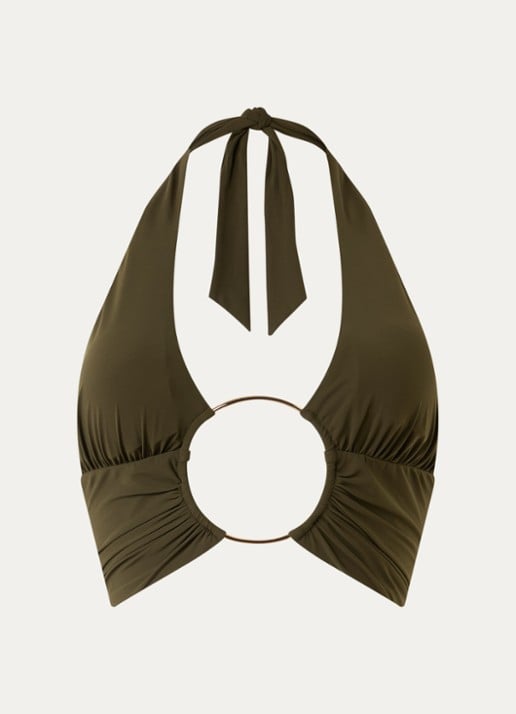 Sarda Lita halter bikinitop met uitneembare vulling - voorkant 2 bronsgroen