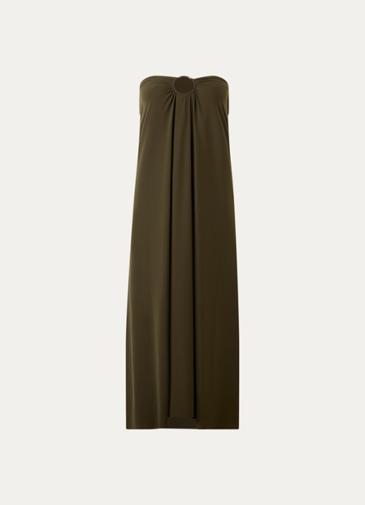 Sarda Lita maxi strandrok met cut-out detail - voorkant 3 olijfgroen